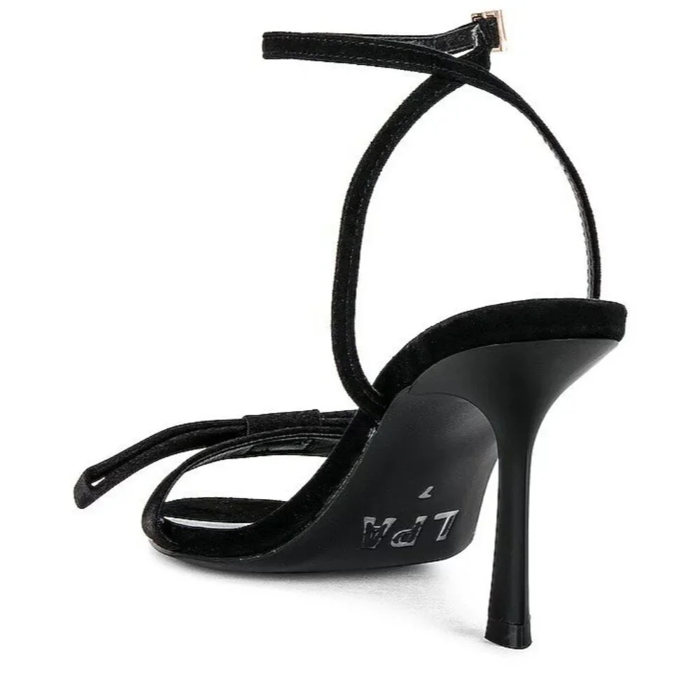 LPA The Bow High Heels in Black 7.5 with box Womens Satin Formal Shoes